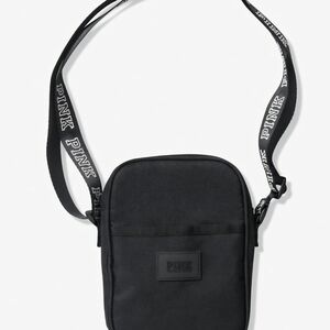 PINK Victoria's Secret Black Crossbody Bag with Logo Strap